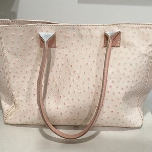 BORSE IN PELLE genuine leather pink ostrich leather tote bag purse made in ITALY